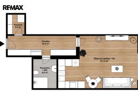 Pronájem bytu, 1+kk, 44 m²
