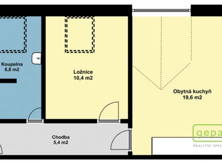 Pronájem bytu, 2+kk, 42 m²