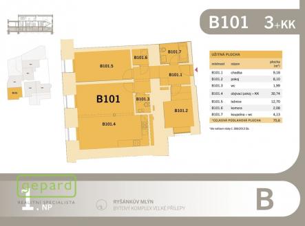 Prodej bytu, 3+kk, 76 m²