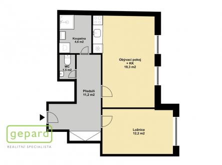 Pronájem bytu, 2+kk, 50 m²