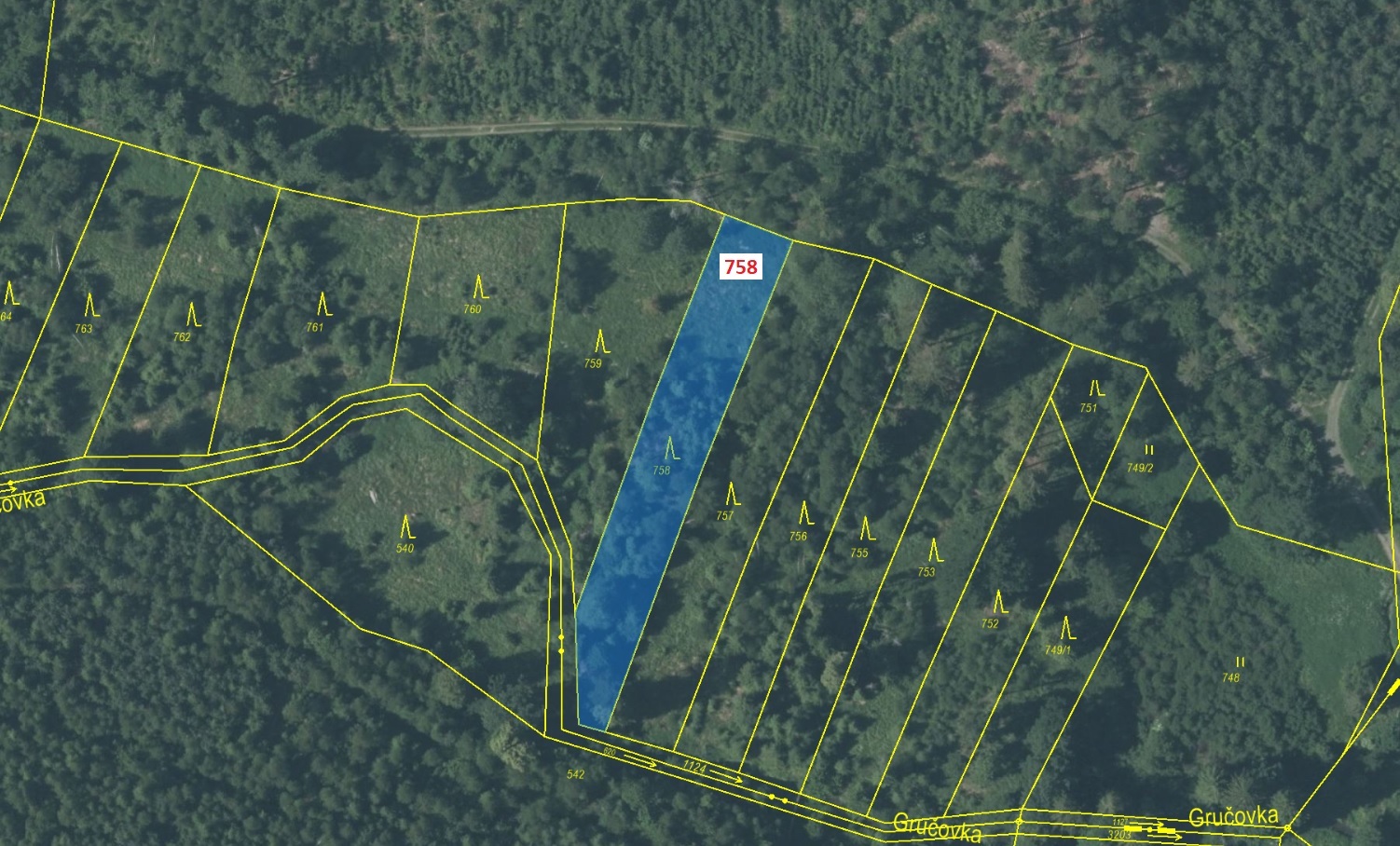 Lesní pozemek o výměře 1 162 m2, podíl 1/1, k.ú. Leskovec u Vítkova, okres Opava