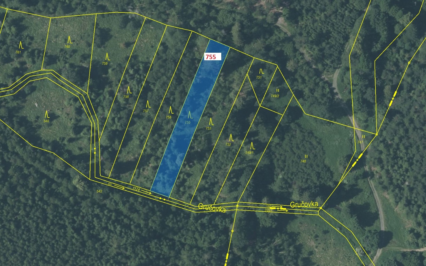Lesní pozemek o výměře 1 176 m2, podíl 1/1, k.ú. Leskovec u Vítkova, okres Opava