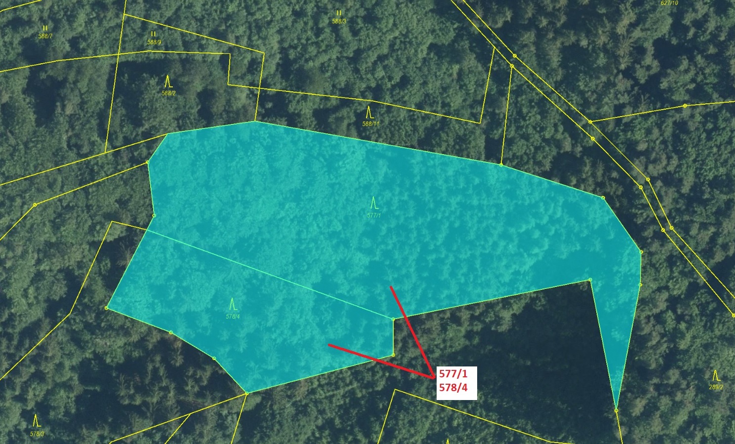 Lesní pozemek o výměře 10 642 m2, podíl 1/1, k.ú. Leskovec, okres Vsetín