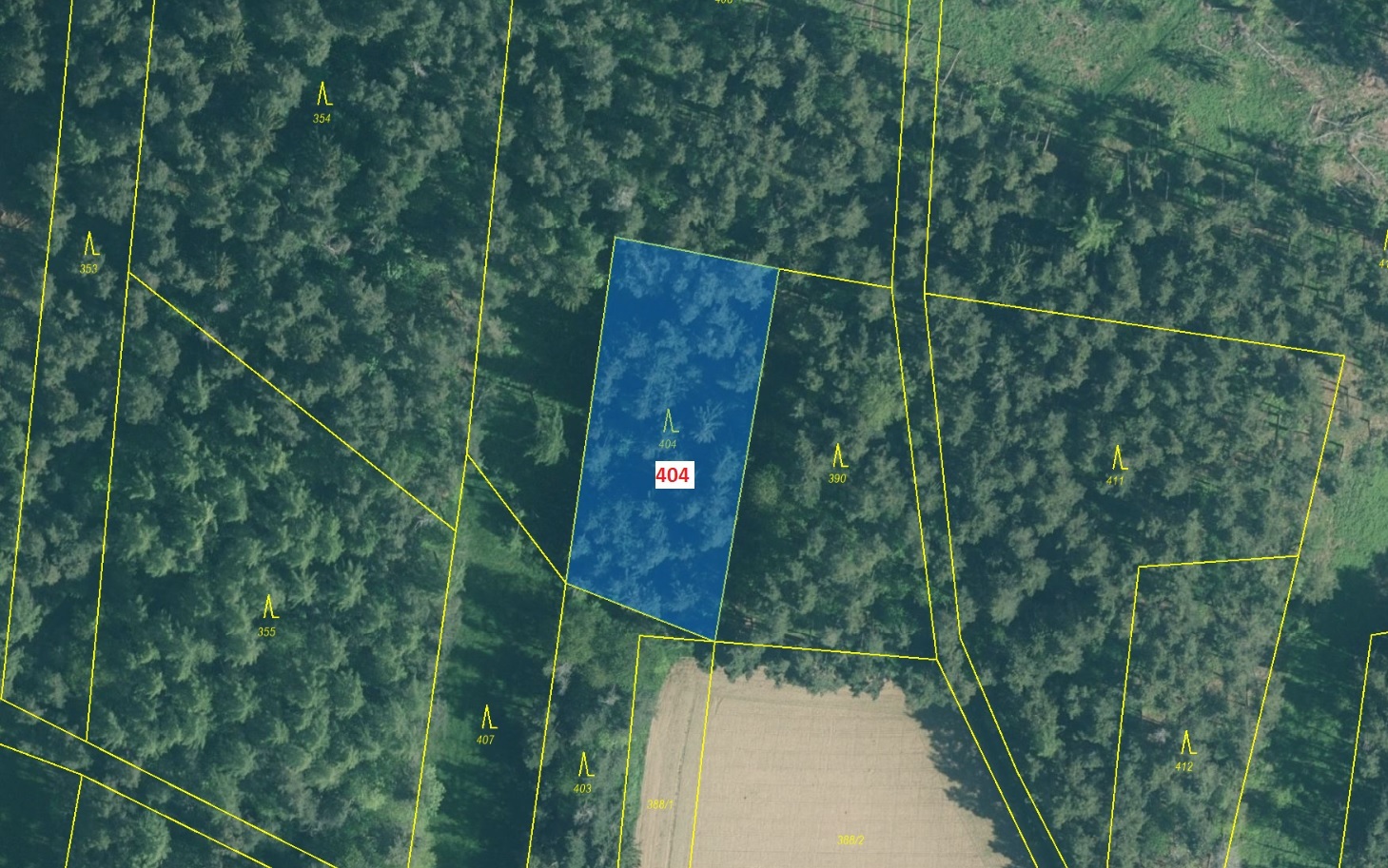 Lesní pozemek o výměře 1 802 m2, podíl 1/1, k.ú. Netonice, okres Strakonice