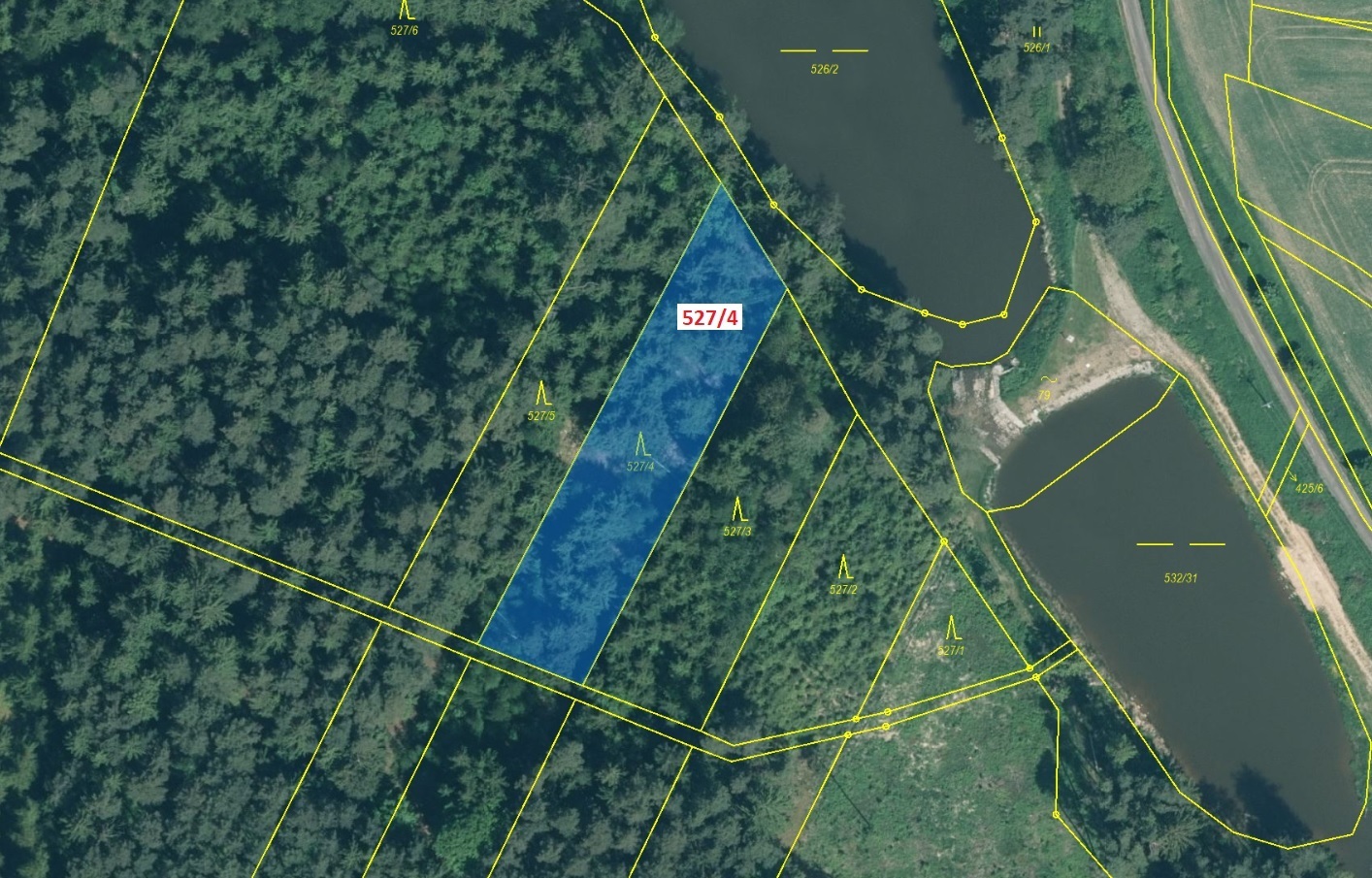 Lesní pozemek o výměře 1 595 m2, podíl 1/1, k.ú. Stehlovice, okres Písek