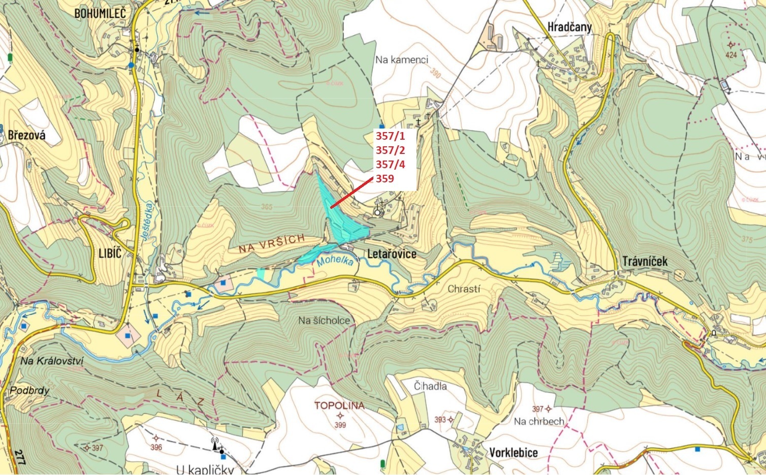 Lesní pozemek, trvalý travní porost o výměře 15 342 m2, podíl 1/1, k.ú. Libíč, okres Liberec
