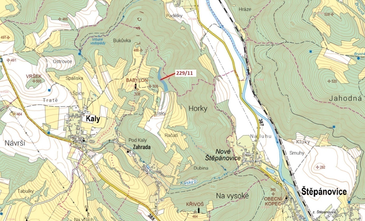 Lesní pozemek o výměře 8 408 m2, podíl 1/1, k.ú. Zahrada, okres Brno-venkov