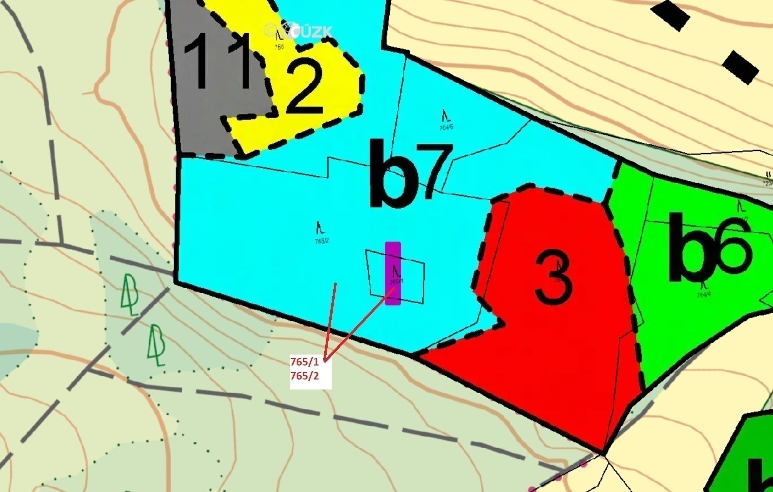 Lesní pozemky o výměře 5 687 m2, podíl 1/1, k.ú. Čekanice, okres Strakonice