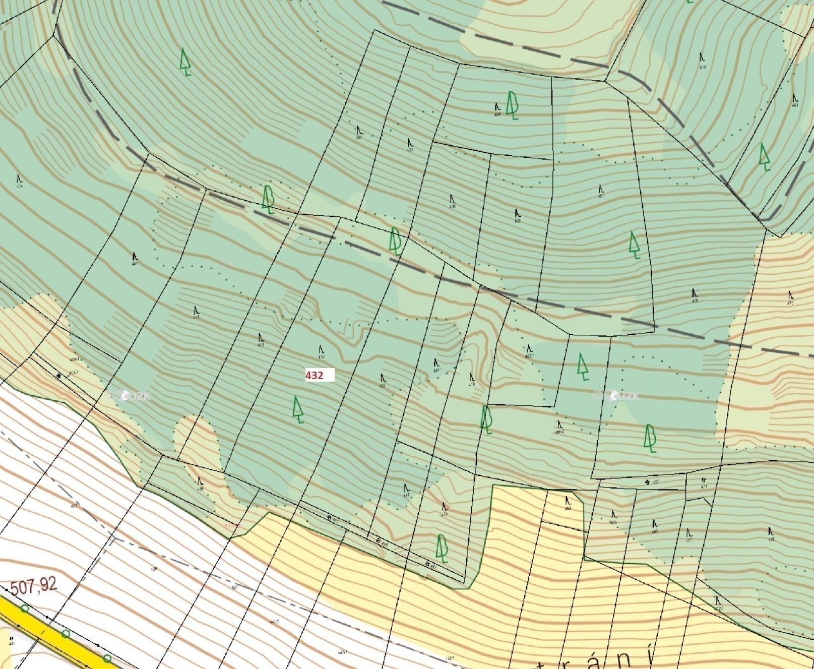 Lesní pozemek o výměře 5 629 m2, podíl 1/1, k.ú. Dražovice u Sušice, okres Klatovy