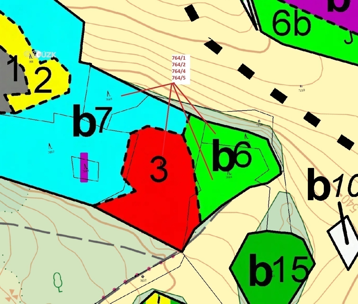 Lesní pozemky o výměře 9 754 m2, podíl 1/1, k.ú. Čekanice, okres Strakonice