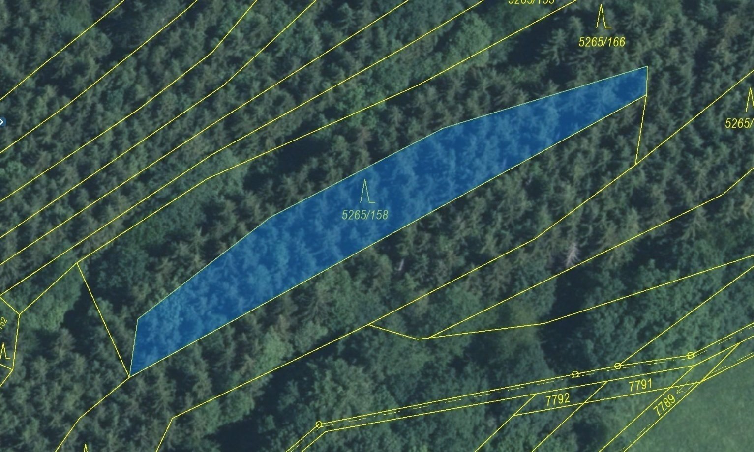 Lesní pozemek o výměře 1 065 m2, podíl 1/1, k.ú. Strání, okres Uherské Hradiště