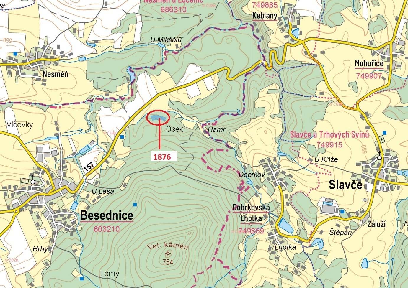 Lesní pozemek o výměře 10 934 m2, podíl 1/1, k.ú. Besednice, okres Český Krumlov