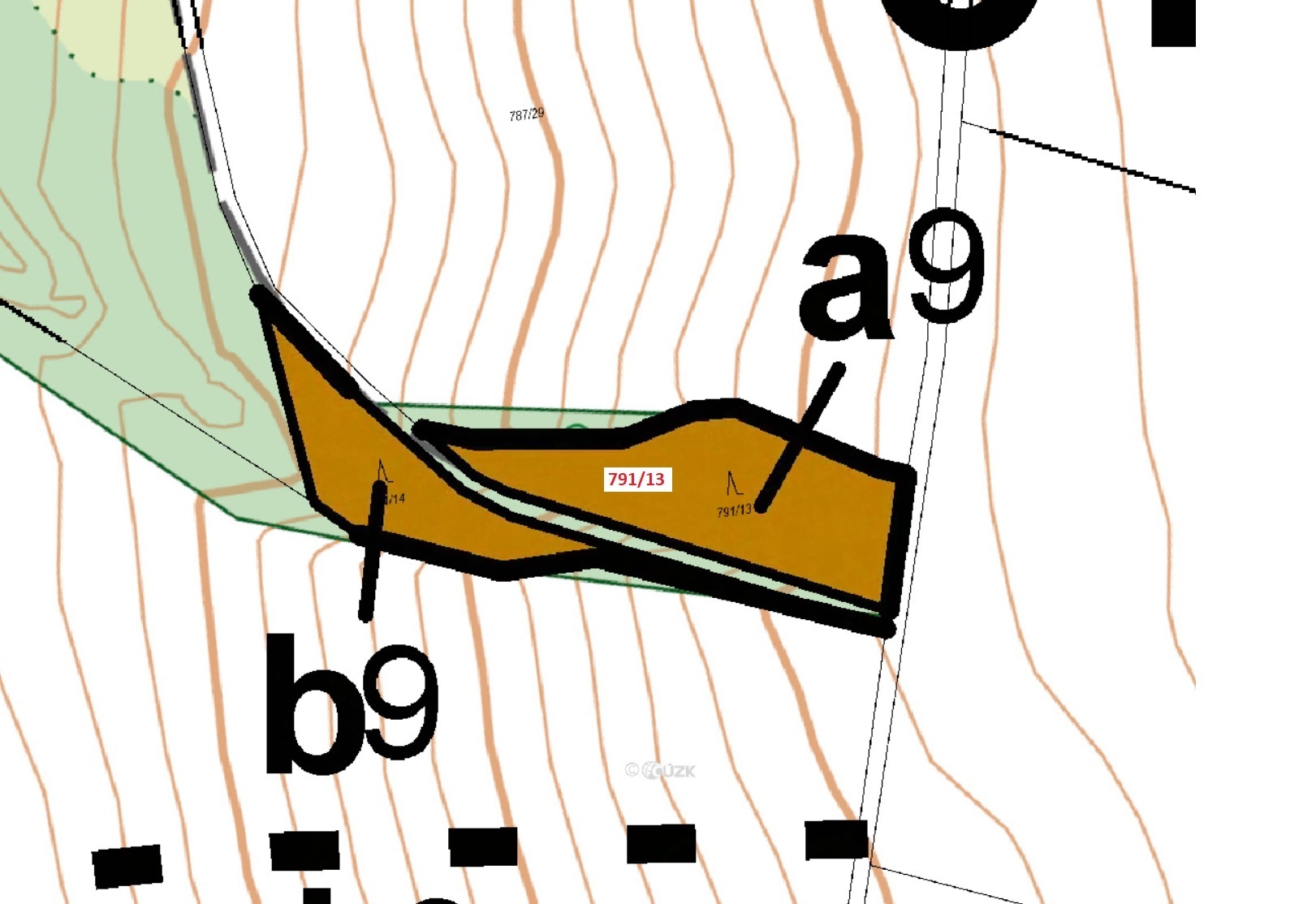 Lesní pozemek o výměře 1252 m2, podíl 1/1, k.ú. Drahobuz, okres Litoměřice