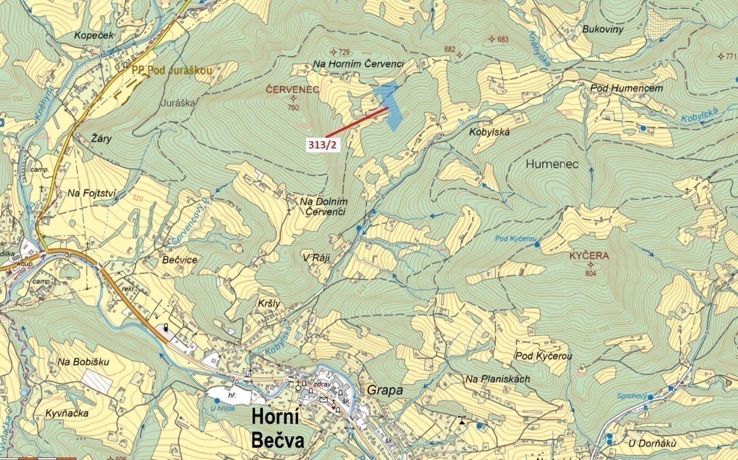 Lesní pozemek o výměře 19 084 m2, podíl 1/1, k.ú. Horní Bečva, okres Vsetín