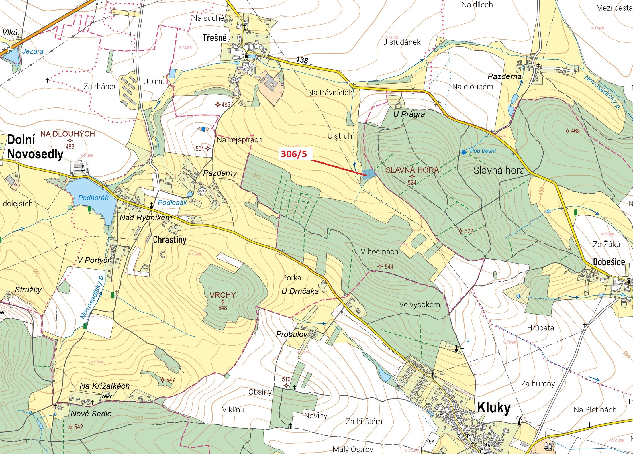 Lesní pozemek o výměře 4906 m2, podíl 1/1, k.ú. Třešně u Záhoří, okres Písek