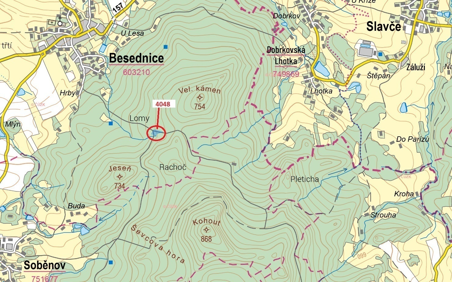 Lesní pozemek o výměře 6042 m2, podíl 1/1, k.ú. Besednice, okres Český Krumlov