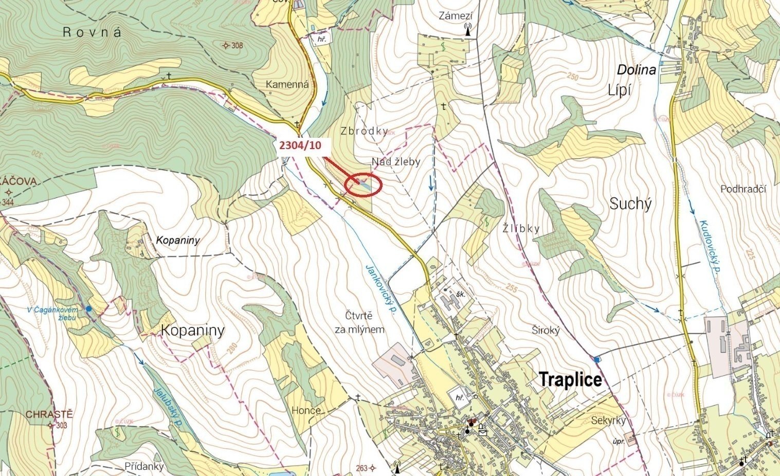 Ovocný sad o výměře 1340 m2, podíl 1/1, k.ú. Traplice, okres Uherské Hradiště