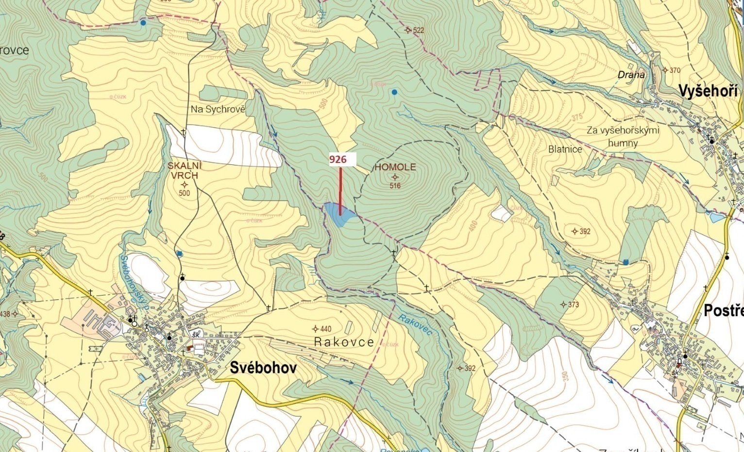 Lesní pozemek o výměře 13 214 m2, podíl 1/1, k.ú. Rovensko, okres Šumperk