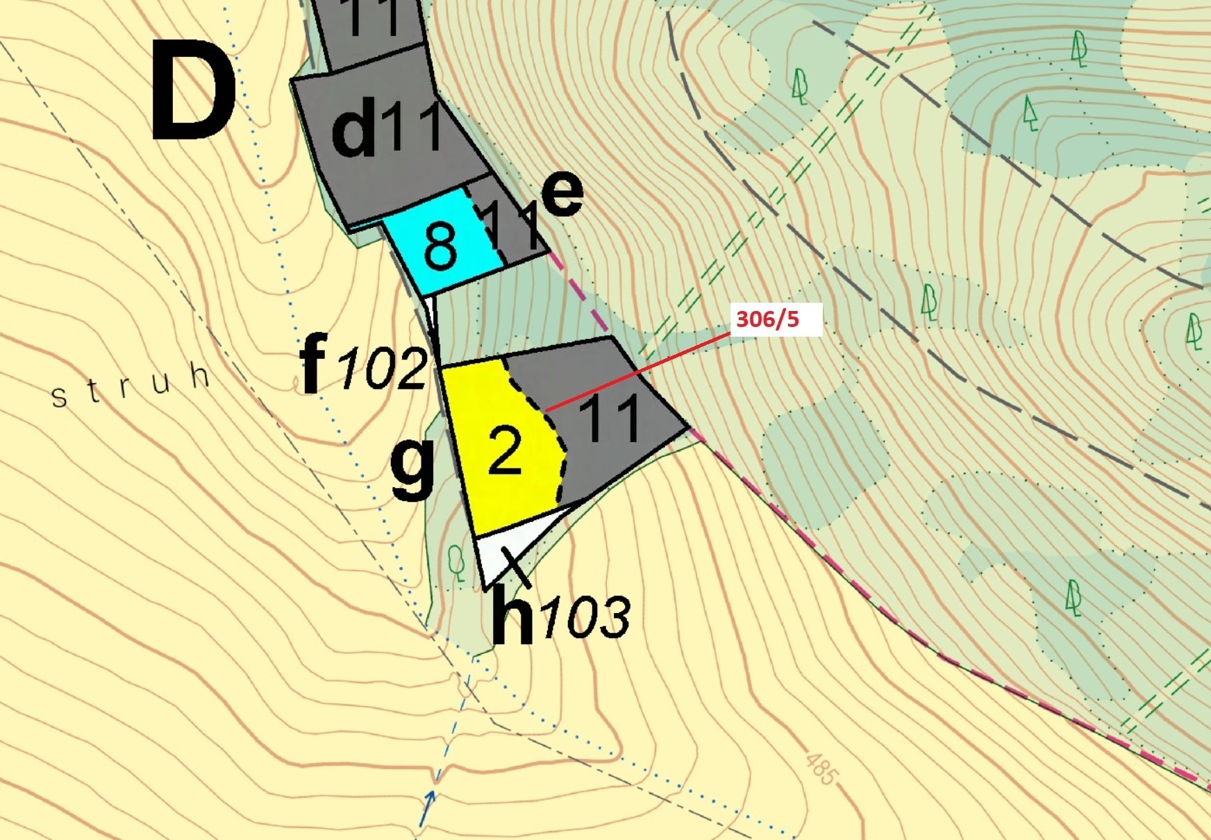 Lesní pozemek o výměře 4906 m2, podíl 1/1, k.ú. Třešně u Záhoří, okres Písek