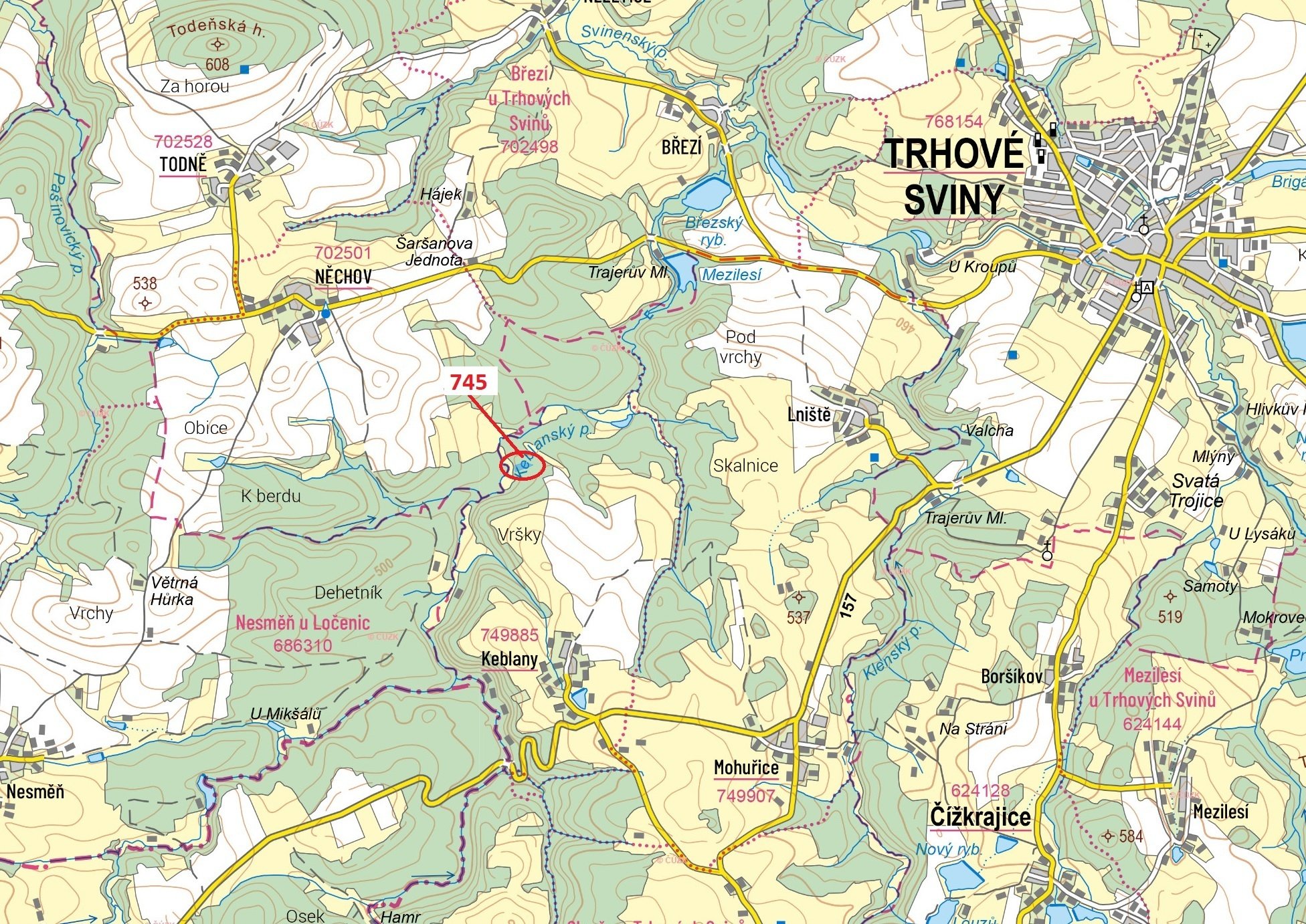 Lesní pozemek o výměře 3168 m2, podíl 1/1, k.ú. Keblany, okres České Budějovice