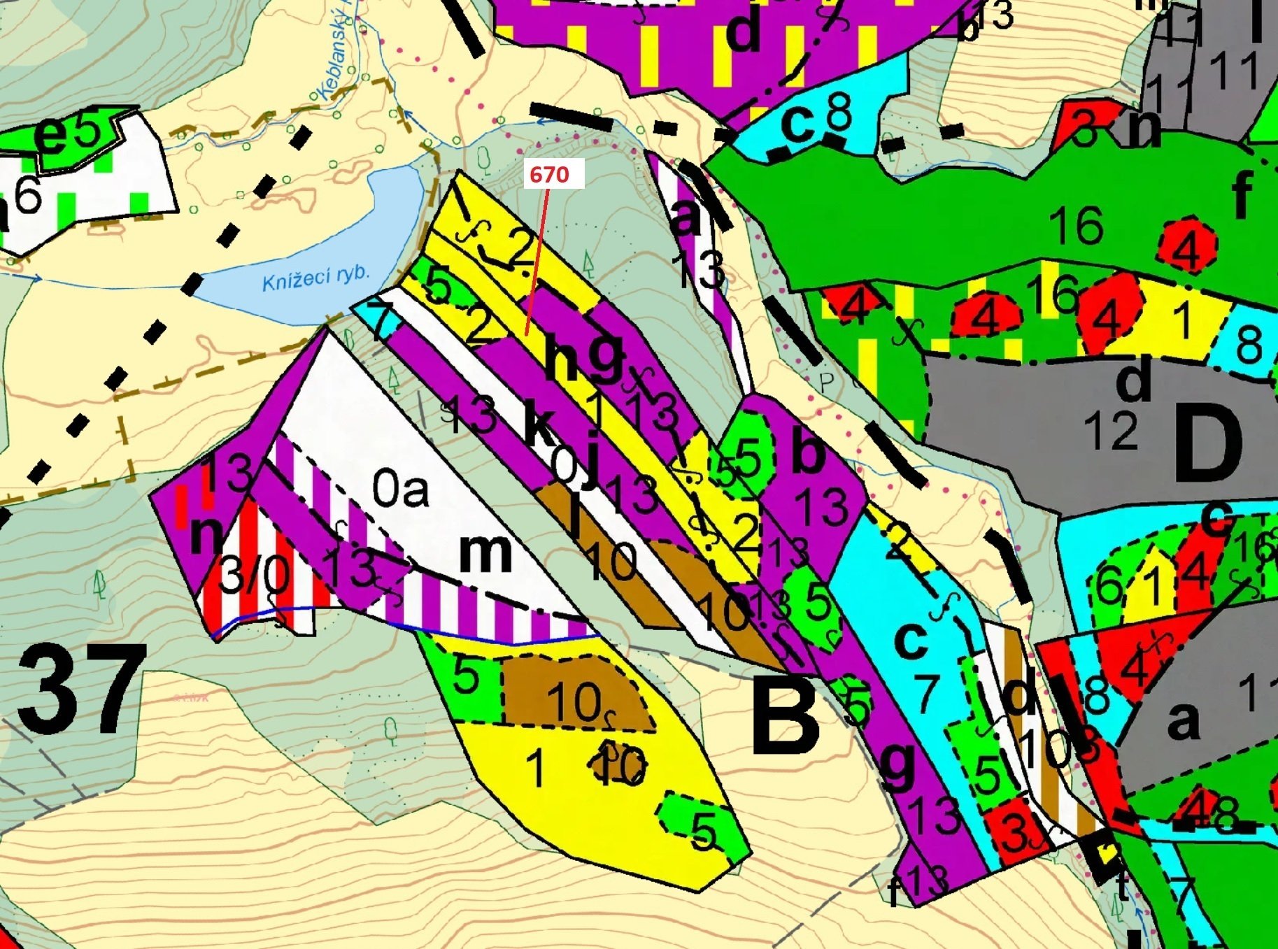 Lesní pozemek o výměře 3941 m2, podíl 1/1, k.ú. Keblany, okres České Budějovice