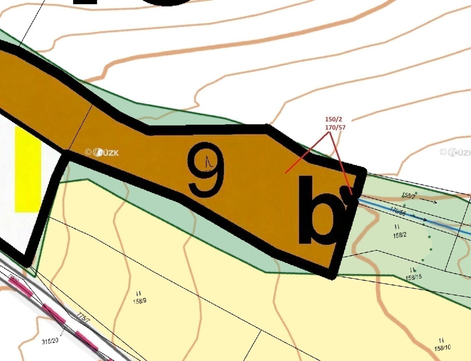 Lesní pozemek a vodní plocha o výměře 2 868 m2, podíl 1/1, k.ú. Litochovice u Volyně, okres Strakoni