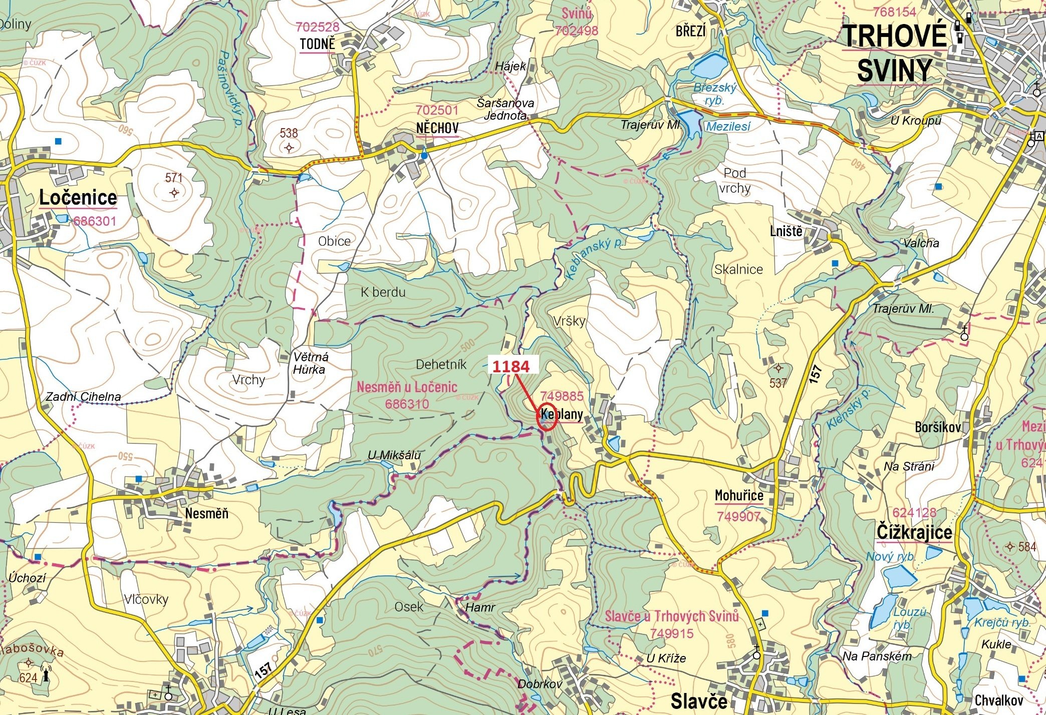 Lesní pozemek o výměře 3037 m2, podíl 1/1, k.ú. Keblany, okres České Budějovice