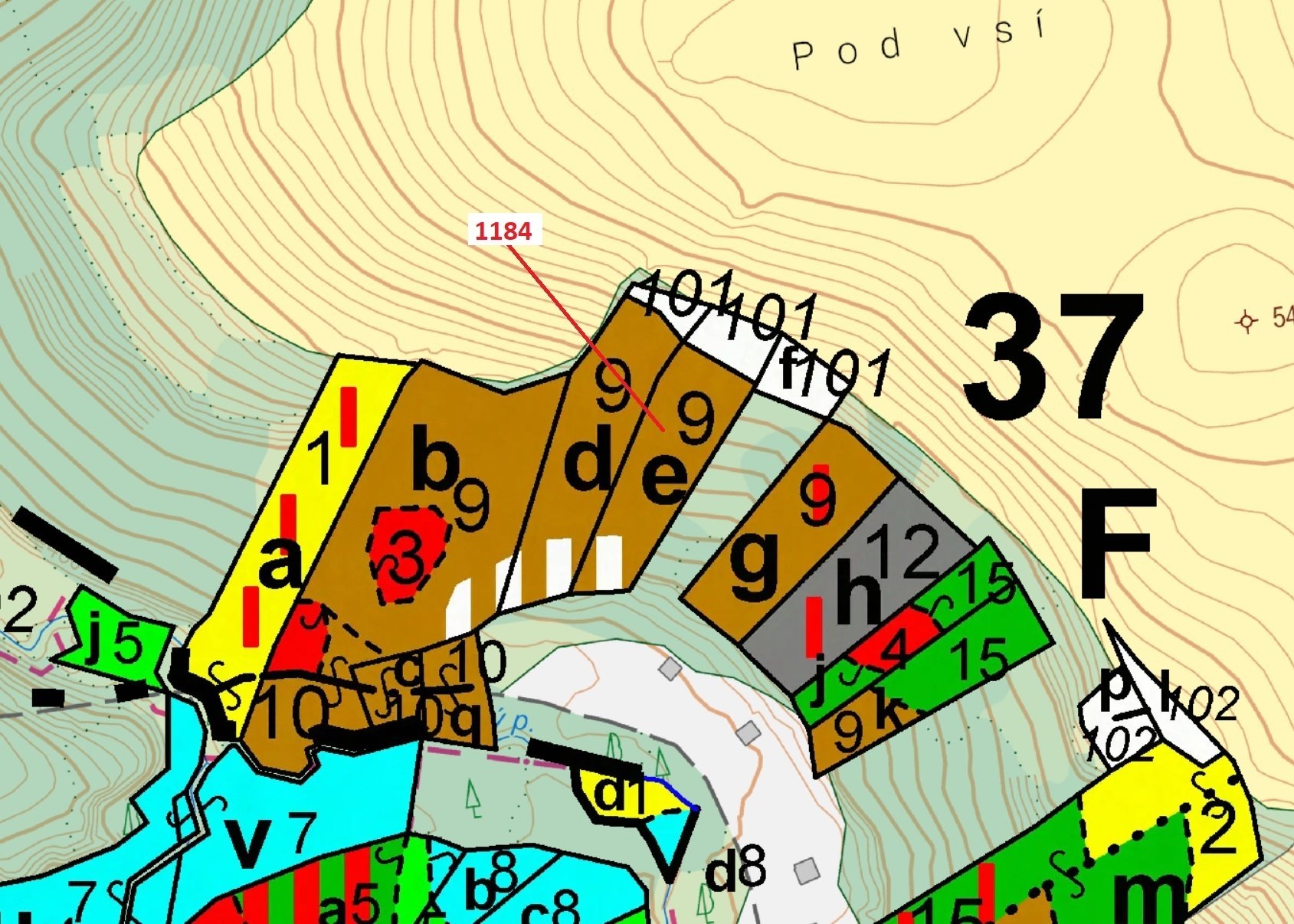 Lesní pozemek o výměře 3037 m2, podíl 1/1, k.ú. Keblany, okres České Budějovice