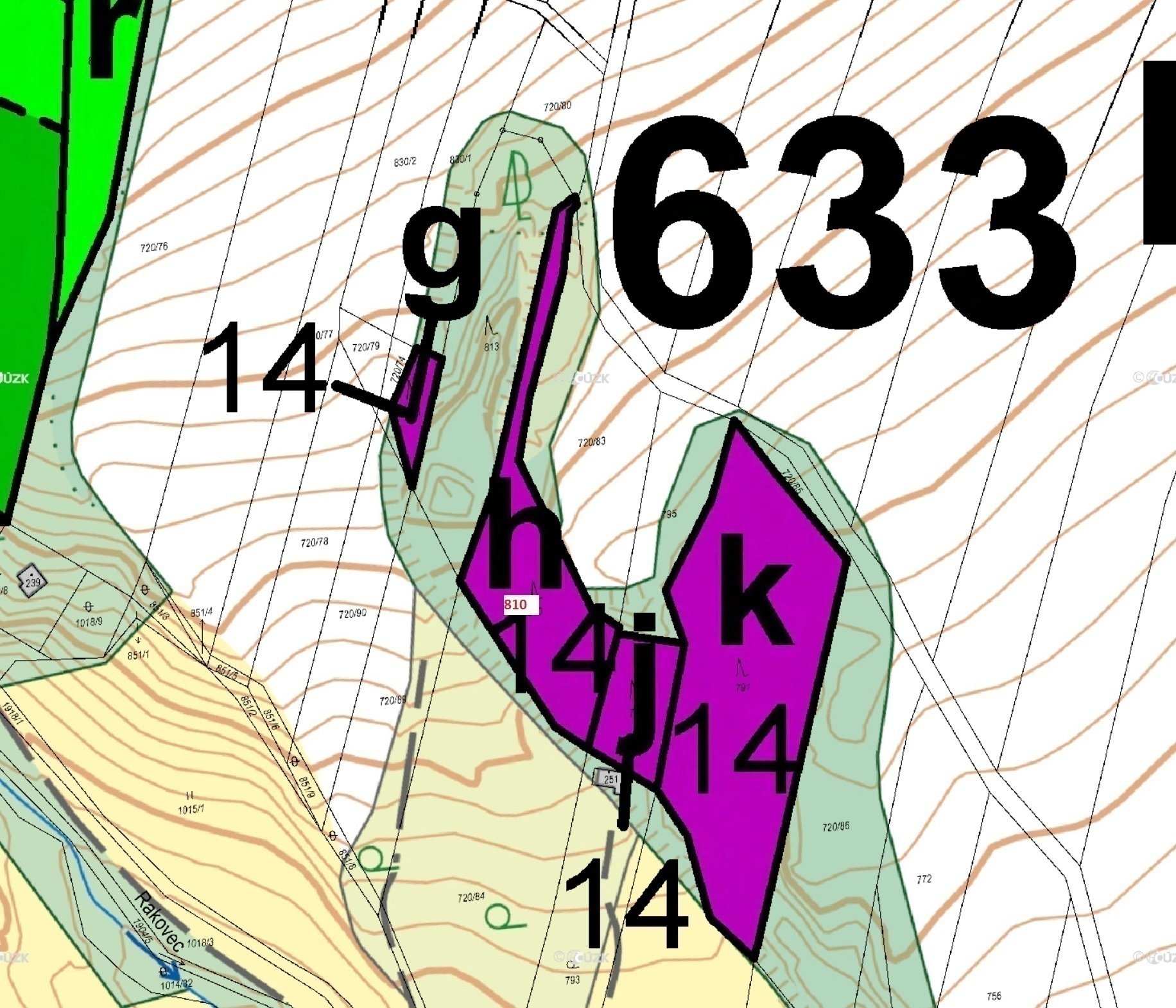 Lesní pozemek o výměře 1 235 m2, podíl 1/1, k.ú. Rovensko, okres Šumperk