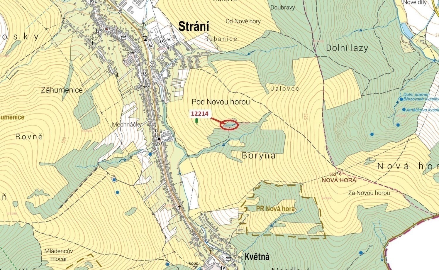 Lesní pozemek o výměře 597 m2, podíl 1/1, k.ú. Strání, okres Uherské Hradiště