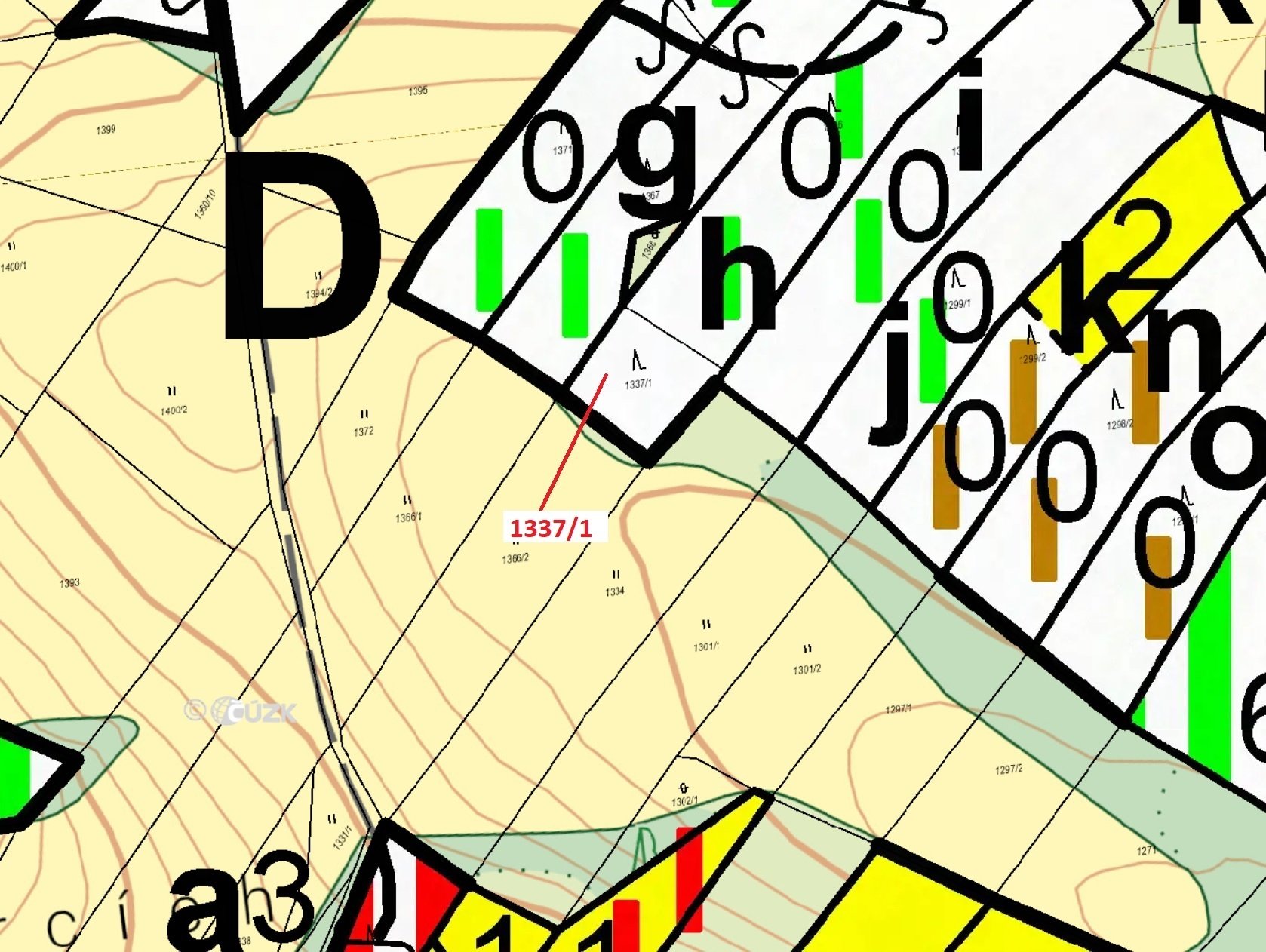 Lesní pozemek o výměře 605 m2, podíl 1/1, k.ú. Pocoucov, okres Třebíč