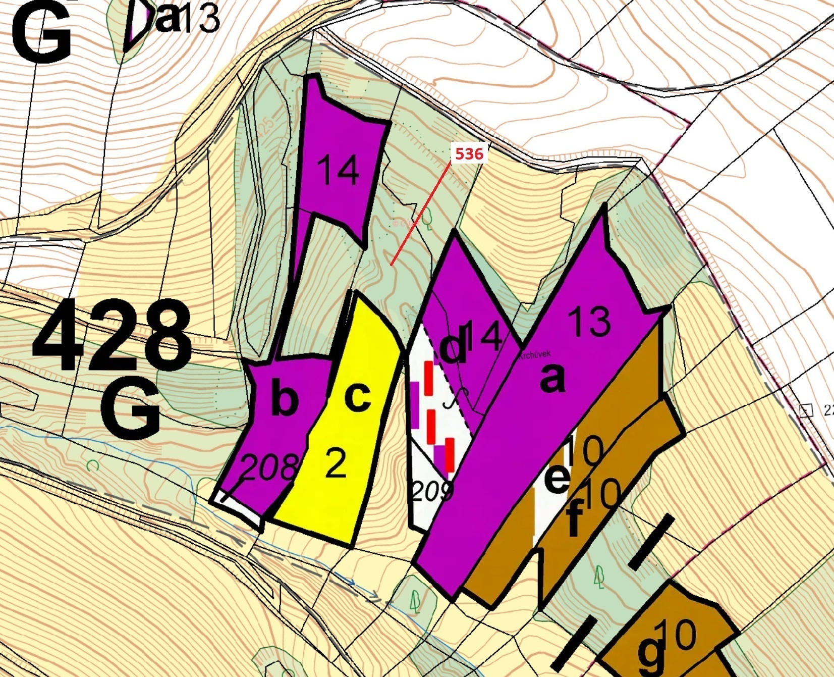 Lesní pozemek o výměře 3313 m2, podíl 1/1, k.ú. Maňová, okres Brno-venkov