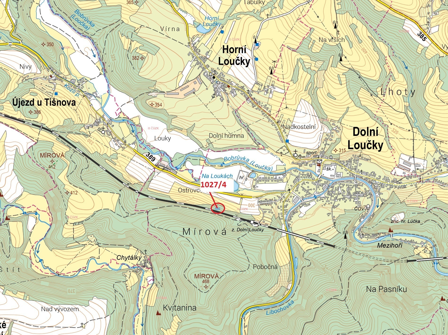 Lesní pozemek o výměře 903 m2, podíl 1/1, k.ú. Dolní Loučky, okres Brno-venkov