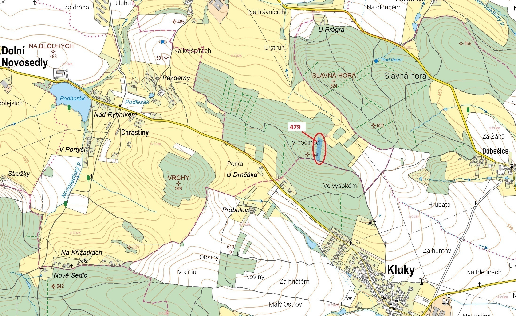 Lesní pozemek o výměře 6702 m2, podíl 1/1, k.ú. Třešně u Záhoří, okres Písek