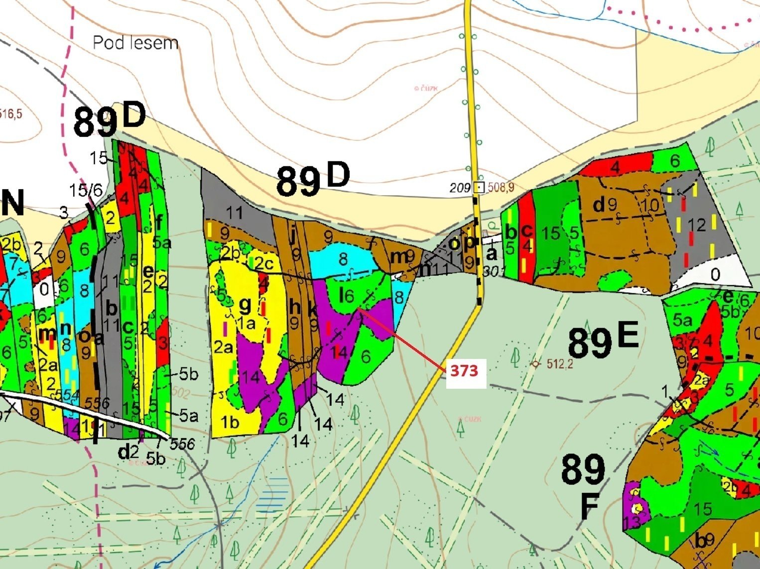 Lesní pozemek o výměře 25 608 m2, podíl 1/1, k.ú. Kajetín, okres Tábor