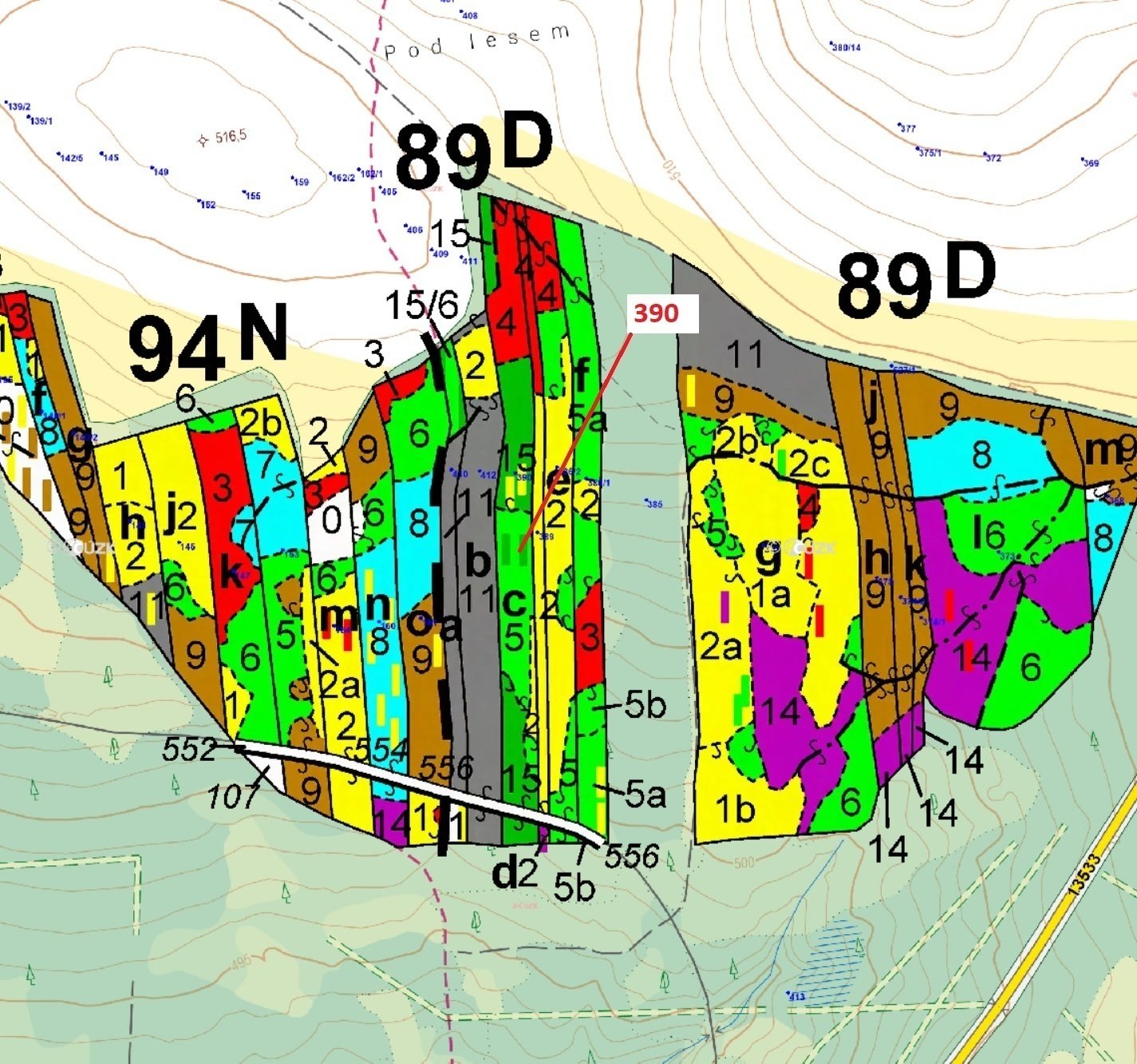 Lesní pozemek o výměře 10 934 m2, podíl 1/1, k.ú. Kajetín, okres Tábor