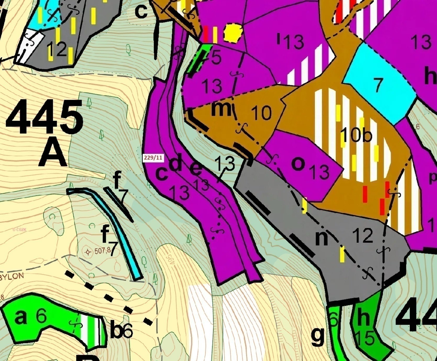 Lesní pozemek o výměře 8 408 m2, podíl 1/1, k.ú. Zahrada, okres Brno-venkov