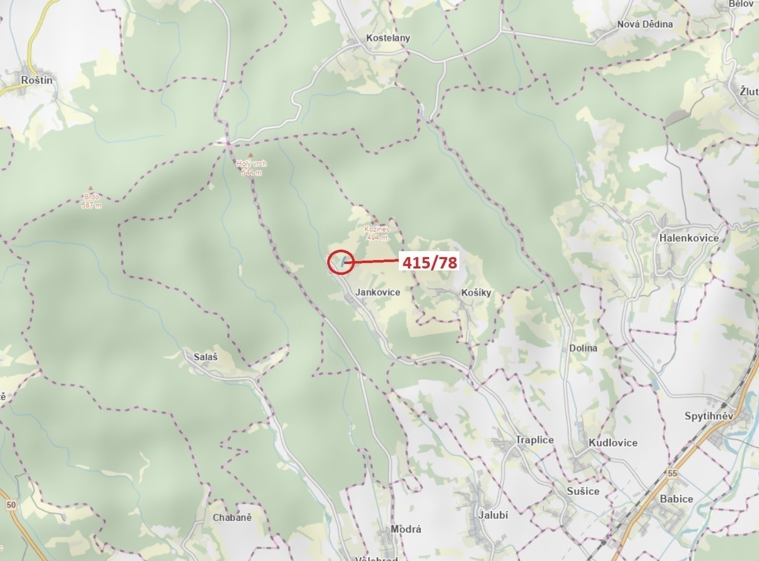 Trvalý travní porost o výměře 6434 m2, podíl 1/1, katastrální území Jankovice u Uherského Hradiště, 