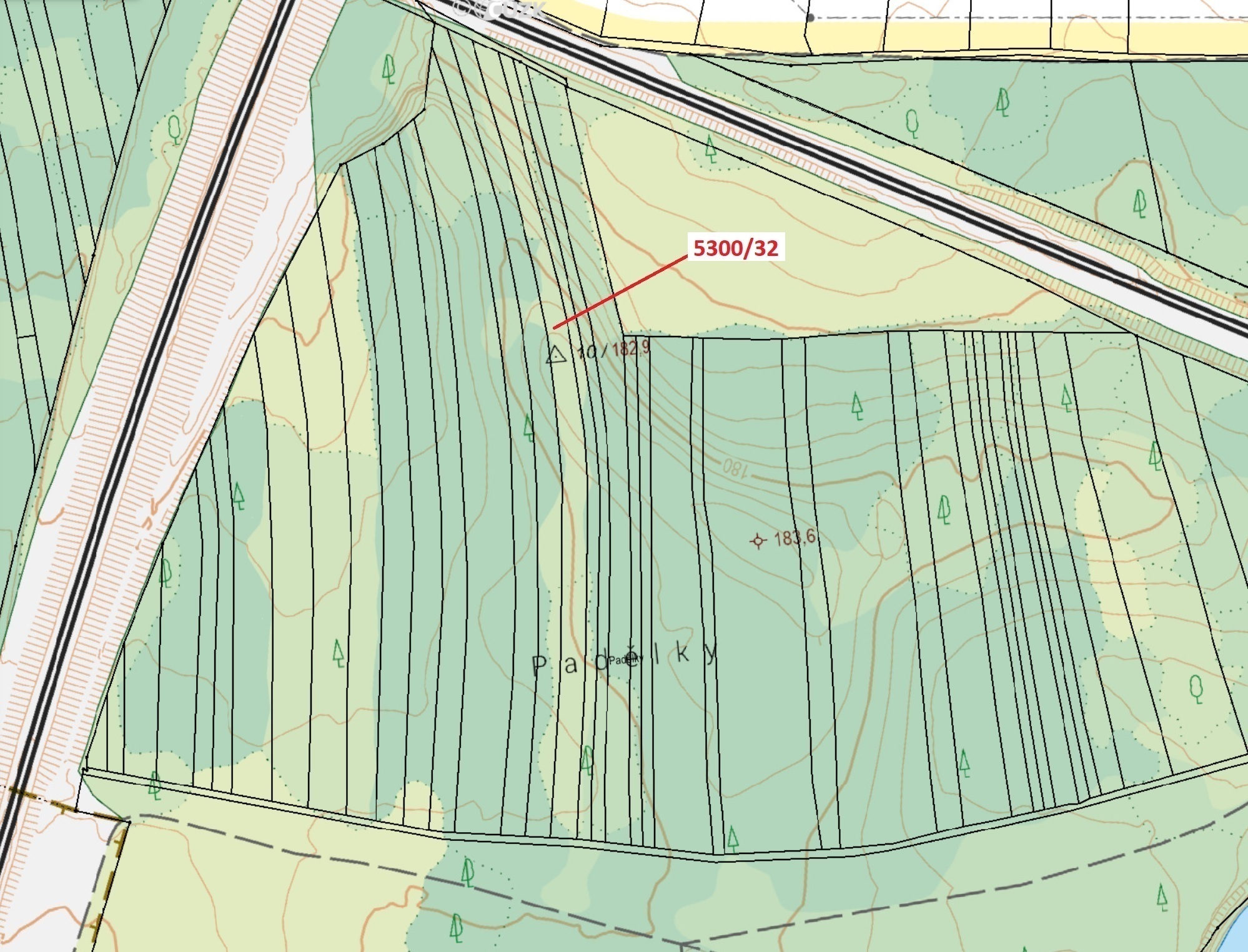 Lesní pozemek o výměře 4949 m2, podíl 1/1, katastrální území Bzenec, obec Bzenec, obec s rozšířenou 