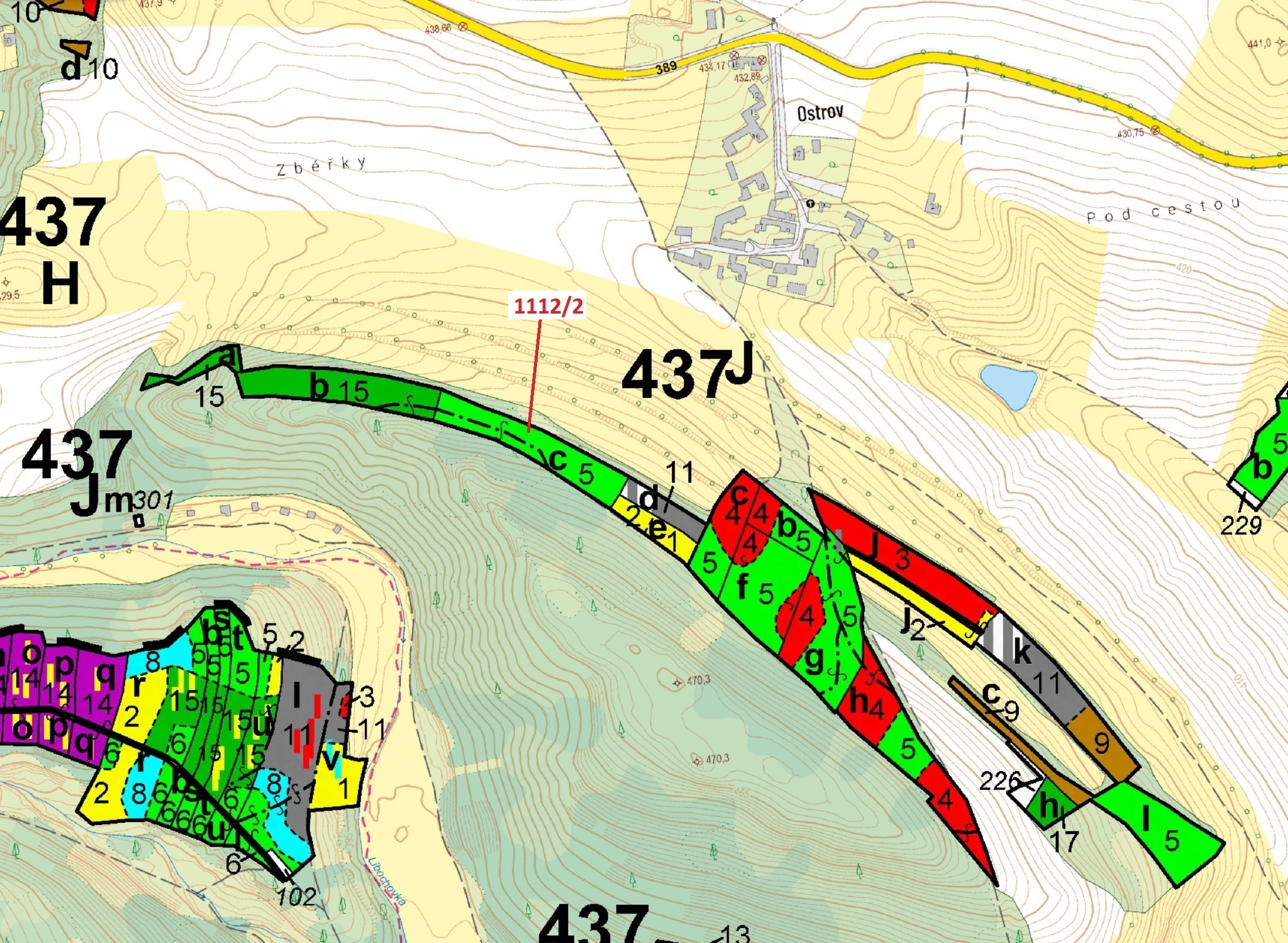 Lesní pozemek o výměře 5233 m2, podíl 1/1, katastrální území Žďárec, obec Žďárec, obec s rozšířenou 