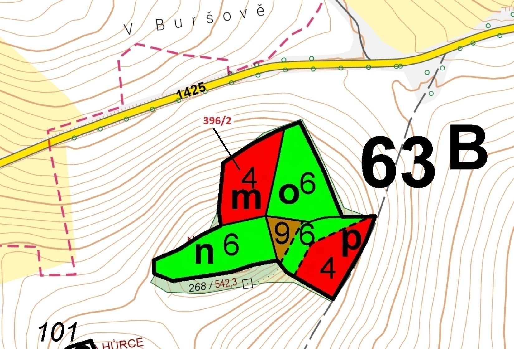 Lesní pozemek o výměře 3340 m2, podíl 1/1, katastrální území Kuřimany, obec Kuřimany, obec s rozšíře