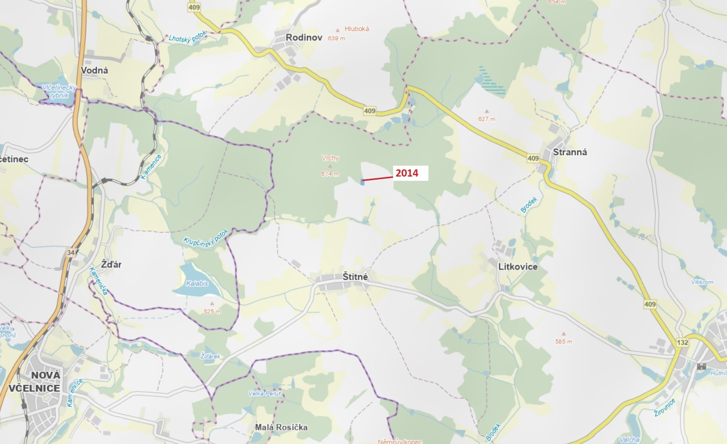 Lesní pozemek o výměře 2931 m2, podíl 1/1, katastrální území Štítné, obec Žirovnice, obec s rozšířen