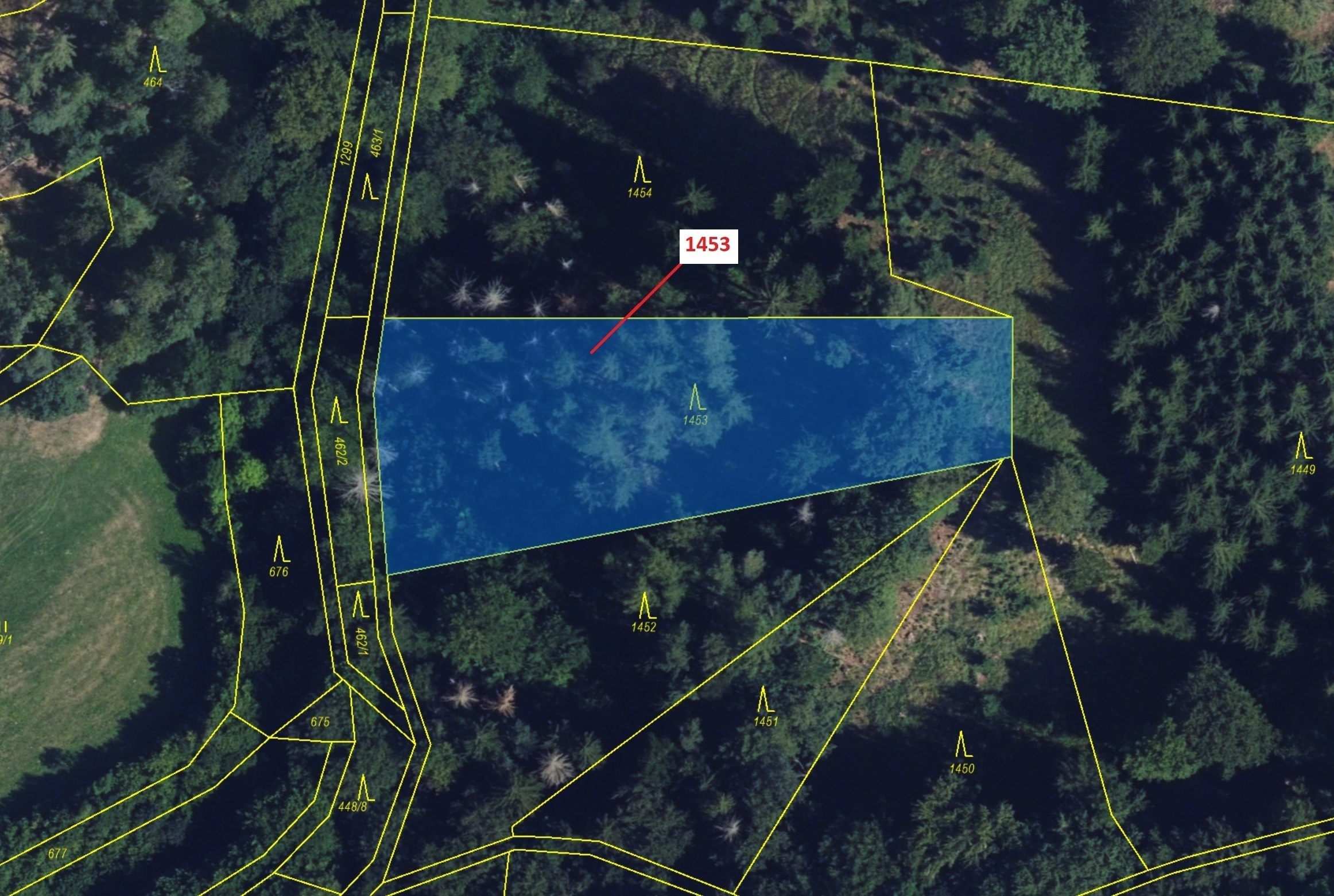 Lesní pozemek o výměře 3 122 m2, podíl 1/1, katastrální území Vranová, obec Vranová Lhota, obec s ro