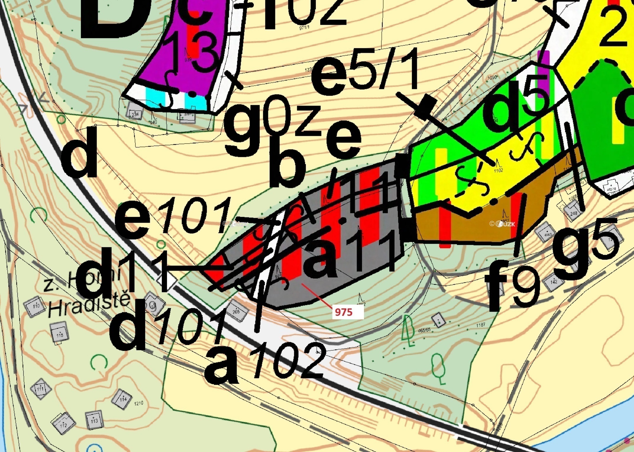 Lesní pozemek o výměře 1 287 m2, podíl 1/1, katastrální území Horní Hradiště, obec Plasy, obec s roz