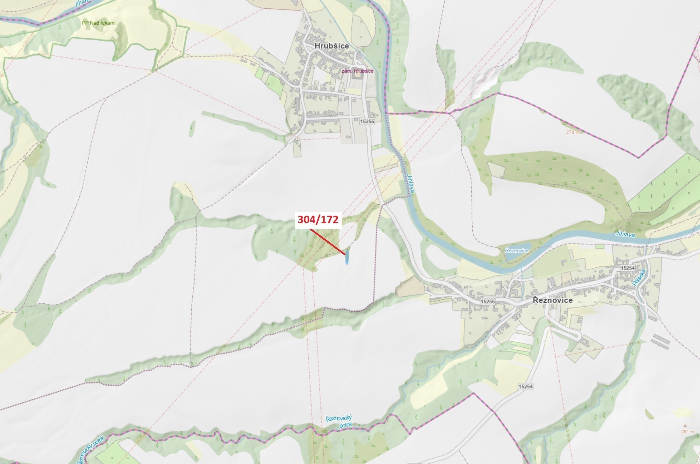 Ostatní plocha o výměře 597 m2, podíl 1/1, katastrální území Hrubšice, obec Ivančice, obec s rozšíře