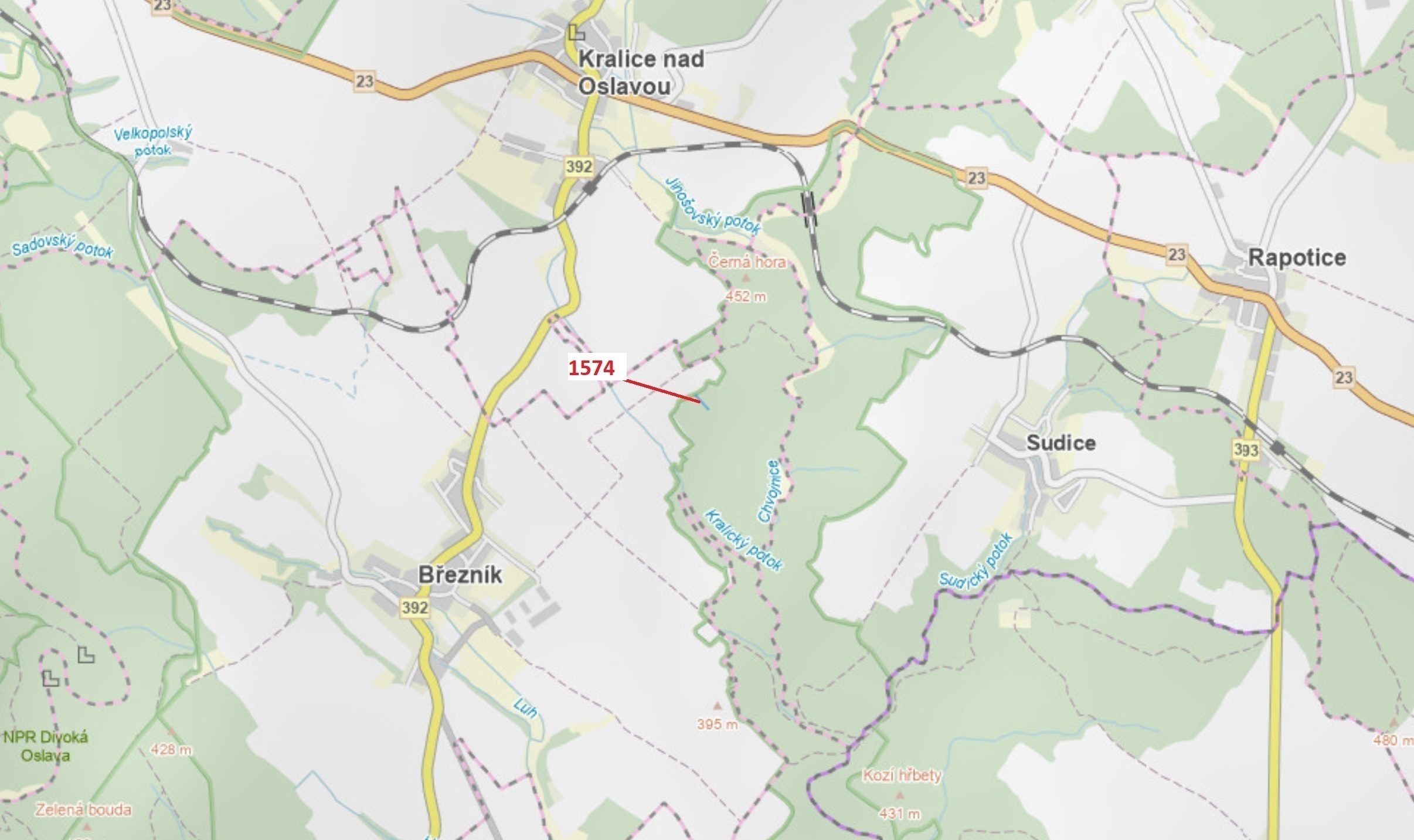 Lesní pozemek o výměře 885 m2, podíl 1/1, katastrální území Březník, obec Březník, obec s rozšířenou