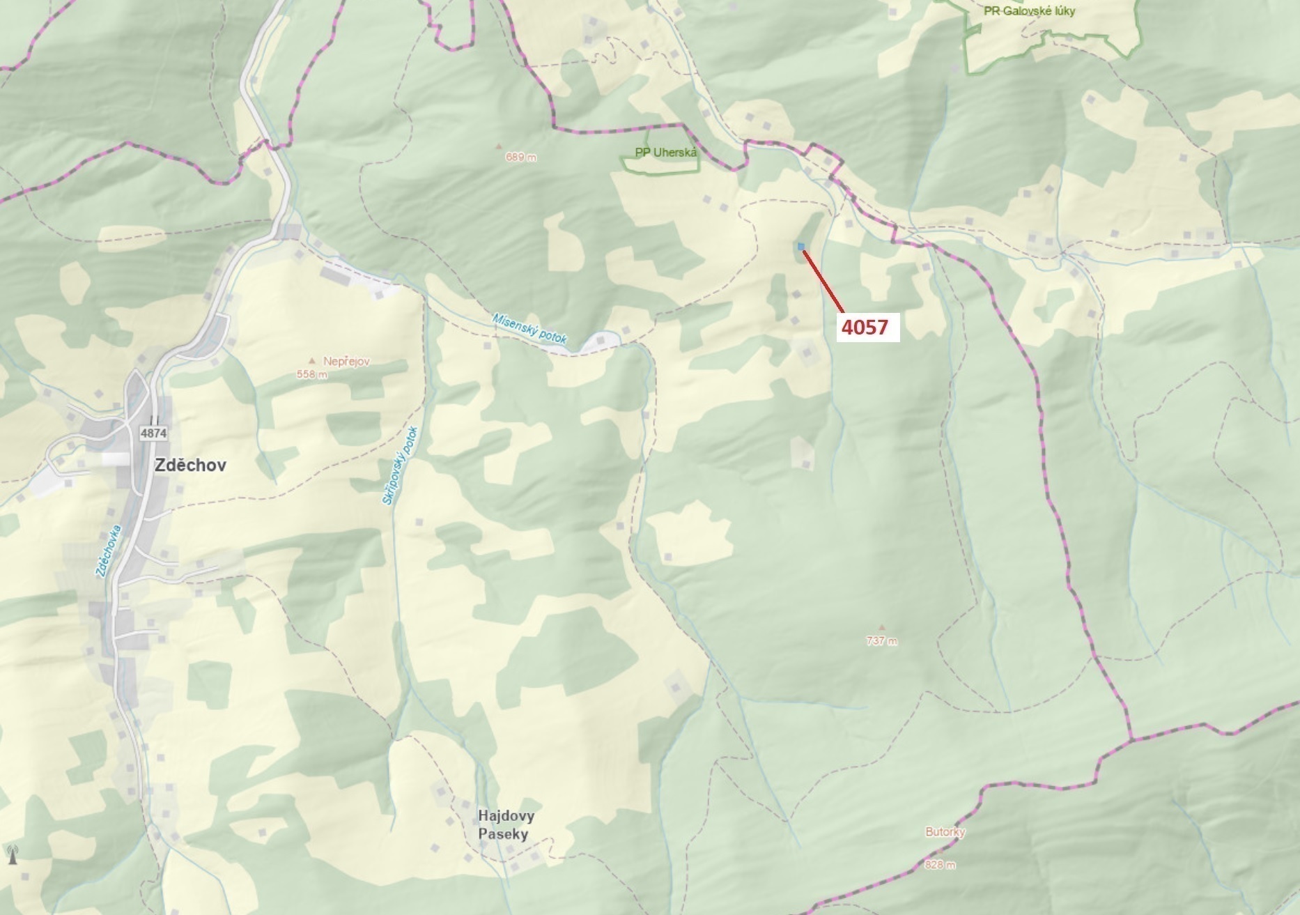 Lesní pozemek o výměře 435 m2, podíl 1/1, katastrální území Zděchov, obec Zděchov, obec s rozšířenou