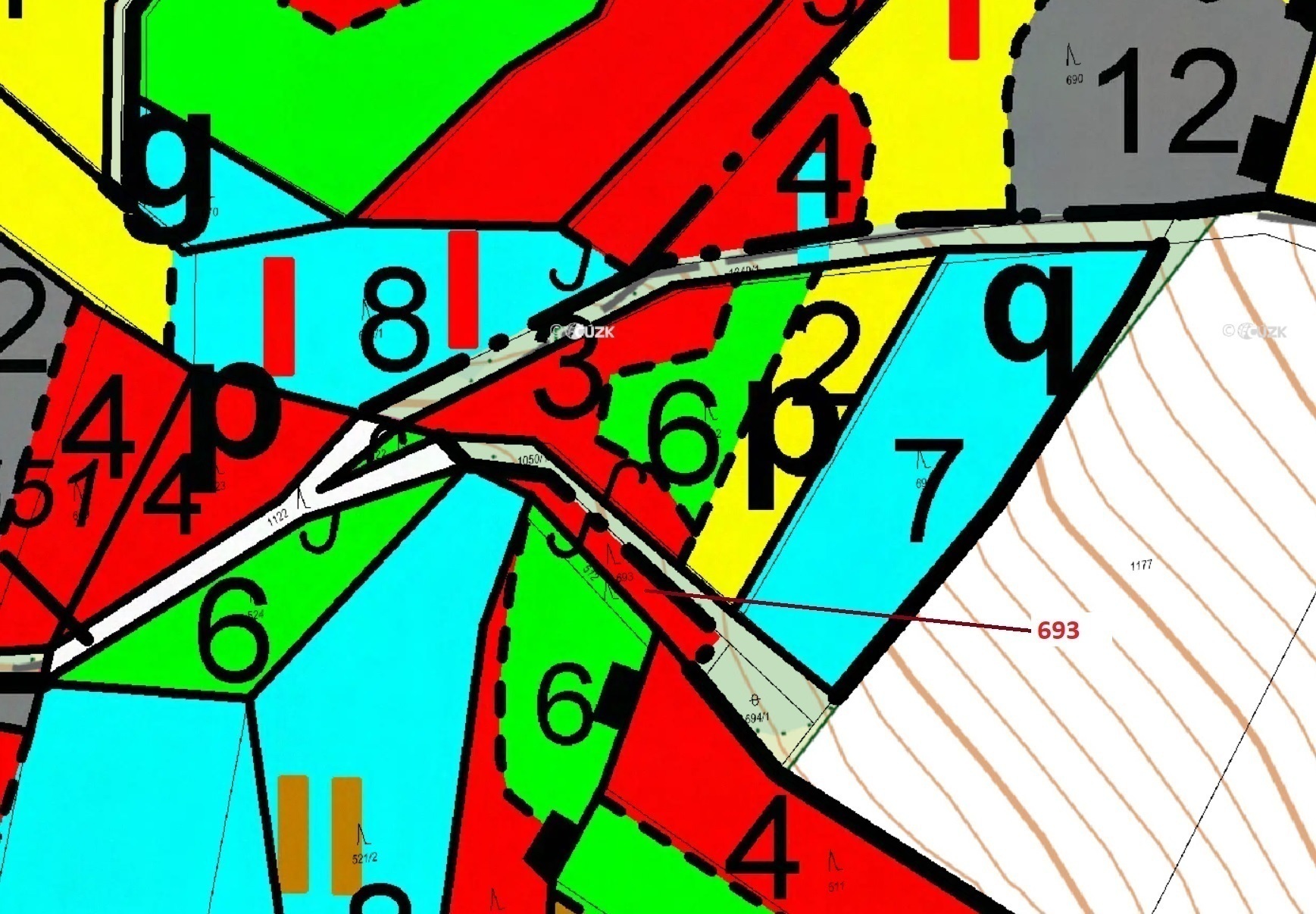 Lesní pozemek o výměře 398 m2, podíl 1/1, katastrální území Kuřimany, obec Kuřimany, obec s rozšířen