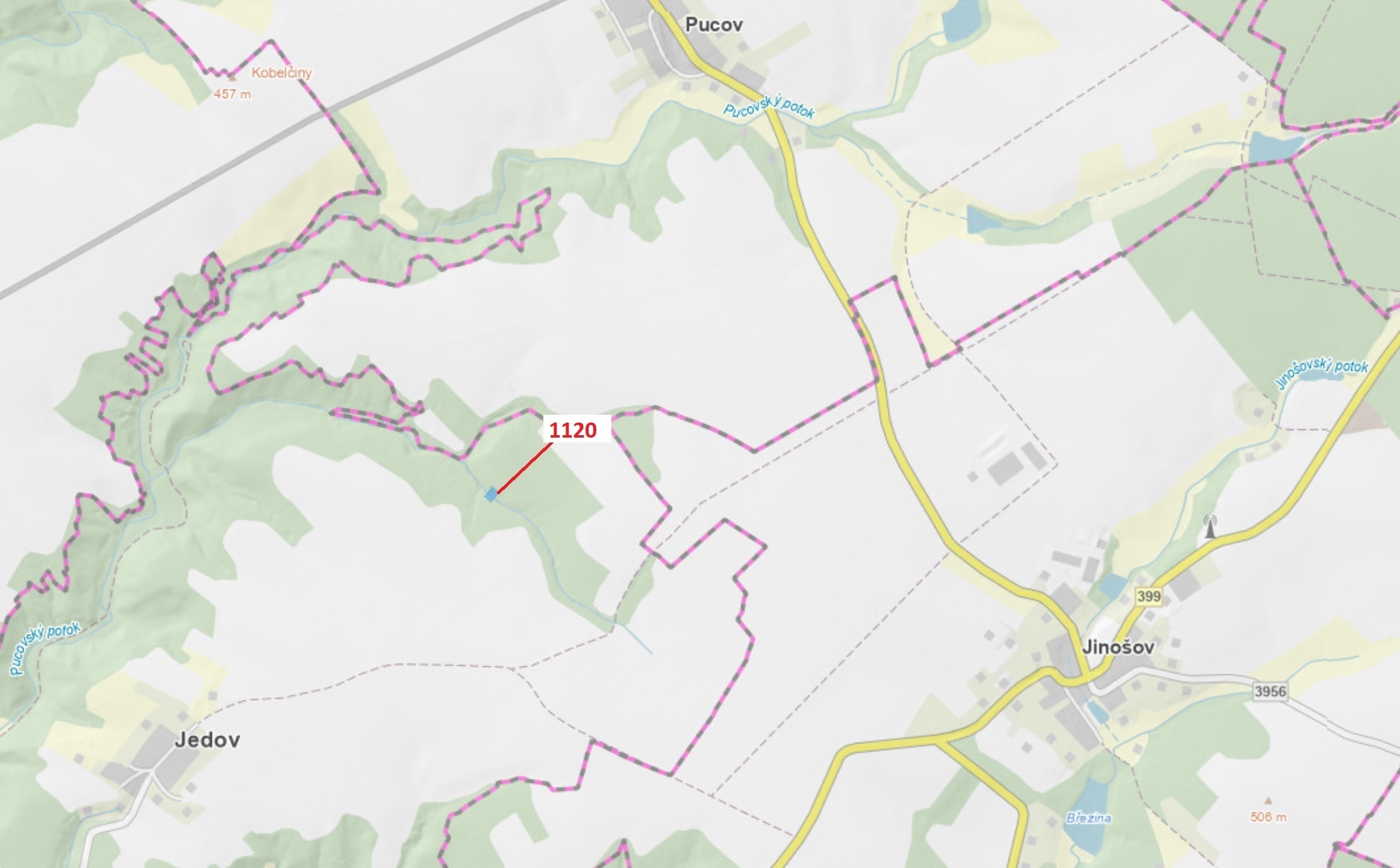Lesní pozemek o výměře 931 m2, podíl 1/1, katastrální území Jedov, obec Náměšť nad Oslavou, obec s r