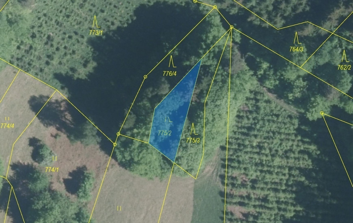 Lesní pozemek o výměře 281 m2, podíl 1/1, katastrální území Lačnov, obec Lačnov, obec s rozšířenou p